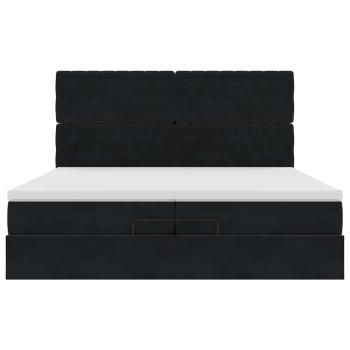 Ottoman-Bett mit Matratzen & LEDs Schwarz 200x200 cm Samt