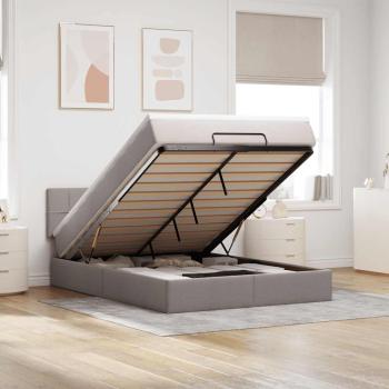 ARDEBO.de - Ottoman-Bett mit Matratze Taupe 140x190 cm Stoff