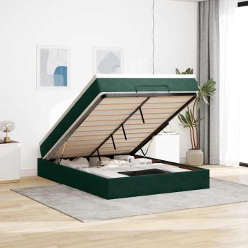 ARDEBO.de - Ottoman-Bett mit Matratze Dunkelgrün 140x190 cm Samt