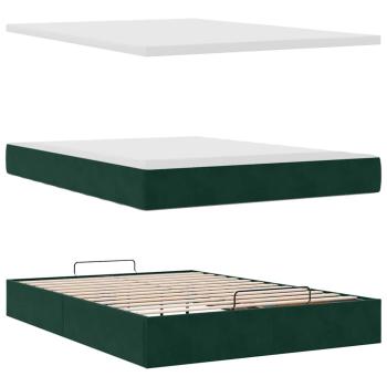 Ottoman-Bett mit Matratze Dunkelgrün 140x190 cm Samt