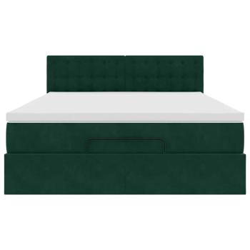 Ottoman-Bett mit Matratze & LEDs Dunkelgrün 140x190 cm Samt