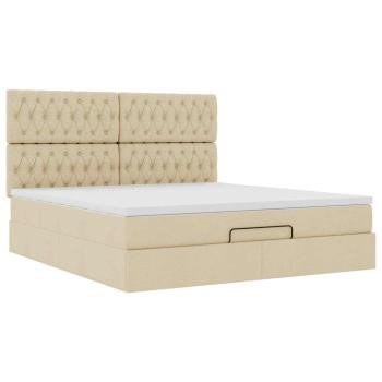 Ottoman-Bett mit Matratze & LEDs Creme 160x200 cm Stoff