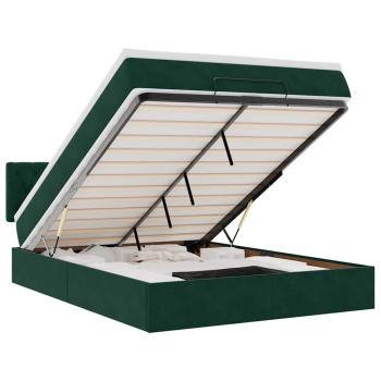 Ottoman-Bett mit Matratze & LEDs Dunkelgrün 140x190 cm Samt