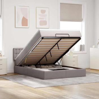 ARDEBO.de - Ottomanische Bett mit Matratze & LEDs Taupe 140x190 cm Stoff