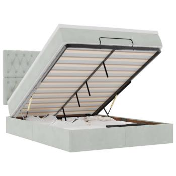 Ottoman-Bett mit Matratzen Hellgrau 140x190 cm Samt
