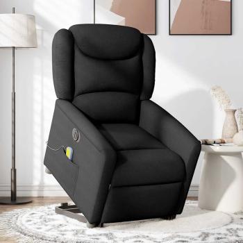 Elektrischer Massagesessel mit Aufstehhilfe Schwarz Stoff