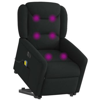 Elektrischer Massagesessel mit Aufstehhilfe Schwarz Stoff