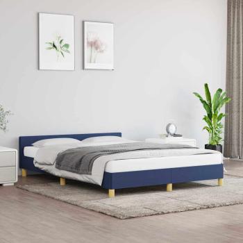 ARDEBO.de - Bettgestell mit Kopfteil ohne Matratze Blau 140x200 cm Stoff