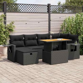 ARDEBO.de - 8-tlg. Garten-Sofagarnitur mit Kissen Schwarz Poly Rattan
