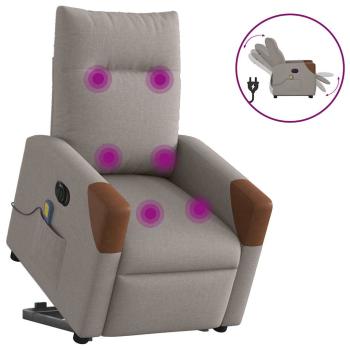 ARDEBO.de - Elektrischer Massagesessel mit Aufstehhilfe Taupe Stoff