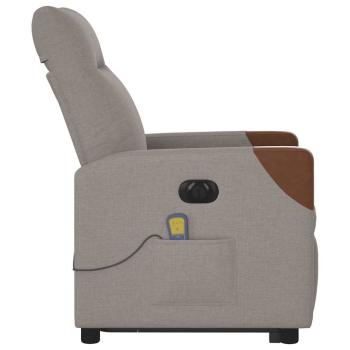 Elektrischer Massagesessel mit Aufstehhilfe Taupe Stoff