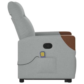 Massagesessel mit Aufstehhilfe Hellgrau Stoff