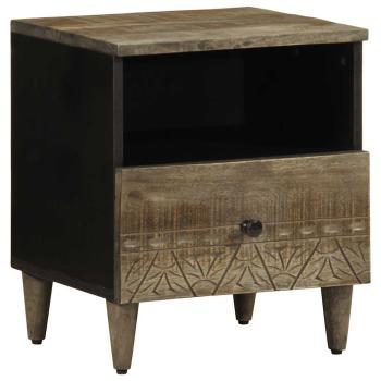 ARDEBO.de - Nachttisch Hellgrau 40x33x46 cm Massivholz Mango
