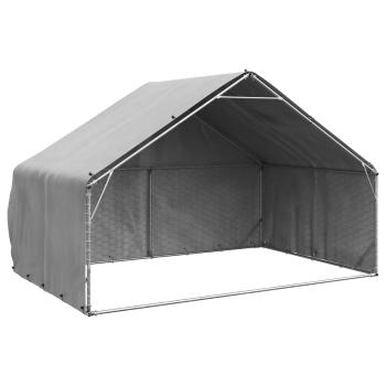 ARDEBO.de - Outdoor-Hundezwinger mit Abdeckung 3x2x1,9 m Verzinkter Stahl