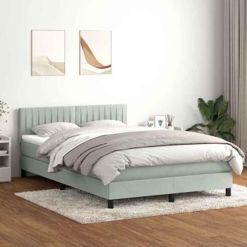 Boxspringbett mit Matratze Hellgrau 160x210 cm Samt