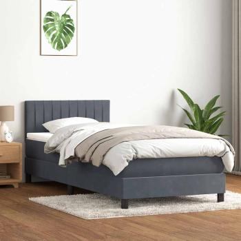 Boxspringbett mit Matratze Dunkelgrau 80x220 cm Samt
