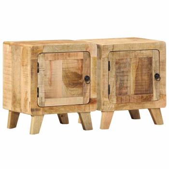 ARDEBO.de - Nachttisch 2 Stk. 40x32x46 cm Raues Massivholz Mango