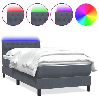 Boxspringbett mit Matratze & LED Dunkelgrau 80x210 cm Samt