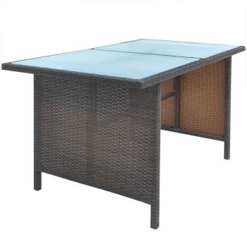 6-tlg. Garten-Essgruppe mit Kissen Poly Rattan Braun