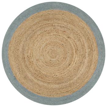 ARDEBO.de - Teppich Handgefertigt Jute mit Olivgrünem Rand 120 cm