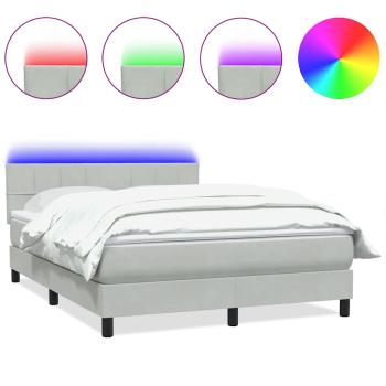 Boxspringbett mit Matratze & LED Hellgrau 160x210 cm Samt