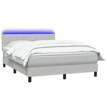 Boxspringbett mit Matratze & LED Hellgrau 160x210 cm Samt