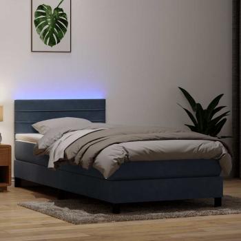 ARDEBO.de - Boxspringbett mit Matratze & LED Dunkelgrau 80x210 cm Samt