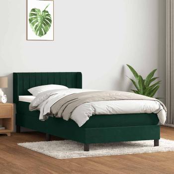 ARDEBO.de - Boxspringbett mit Matratze Dunkelgrün 80x220 cm Samt