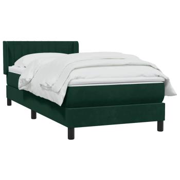 Boxspringbett mit Matratze Dunkelgrün 80x220 cm Samt