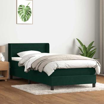 ARDEBO.de - Boxspringbett mit Matratze Dunkelgrün 80x220 cm Samt