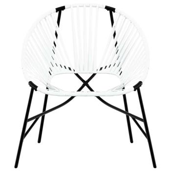 Gartenstuhl-Set 3-tlg. Schwarz und Wei? Poly Rattan