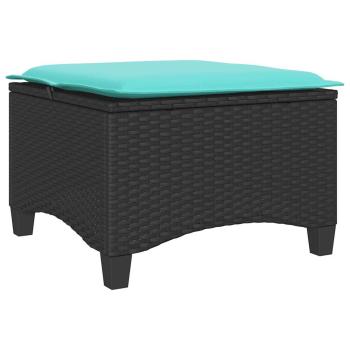 Gartenhocker mit Kissen 2 Stk. Schwarz 55x55x36 cm Poly Rattan