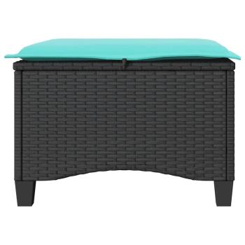 Gartenhocker mit Kissen 2 Stk. Schwarz 55x55x36 cm Poly Rattan