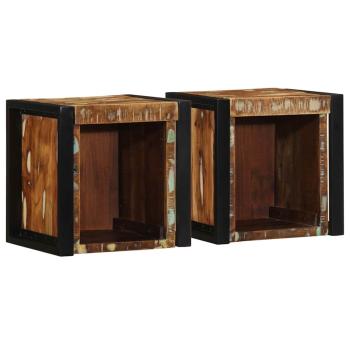 ARDEBO.de - Nachttische 2 Stk. Mehrfarbig 40x35x40 cm Altholz Massivholz