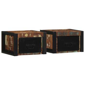 ARDEBO.de - Nachttische 2 Stk. Mehrfarbig 40x35x25 cm Altholz Massivholz