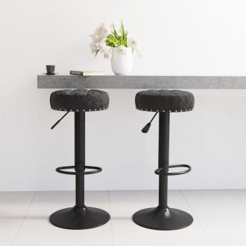 ARDEBO.de - Barhocker 2 Stk. Schwarz Samt