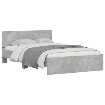 Bettgestell mit Kopfteil LED-Beleuchtung Betongrau 140x200 cm