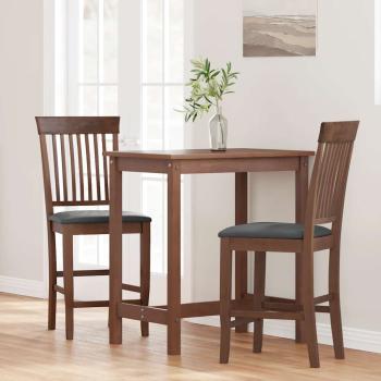 Barhocker mit Kissen 2 Stk. Braun Massivholz Gummibaum