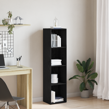 ARDEBO.de - Bücherregal Schwarz Eichen-Optik 36x30x143 cm Holzwerkstoff
