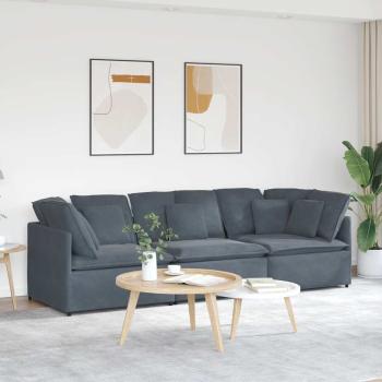ARDEBO.de - Modulares Sofa mit Kissen Samt Dunkelgrau