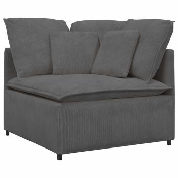 Modulares Sofa mit Fußhocker Kissen Cordstoff Dunkelgrau
