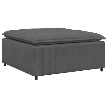 Modulares Sofa mit Fußhocker Kissen Cordstoff Dunkelgrau