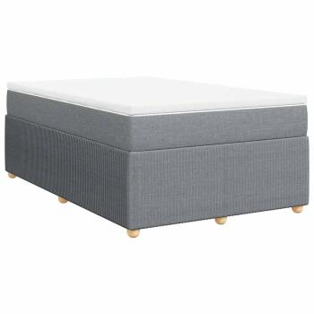 Boxspringbett mit Matratze Hellgrau 120x200 cm Stoff