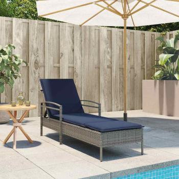 3-fach verstellbare Sonnenliege Poly-Rattan Grau