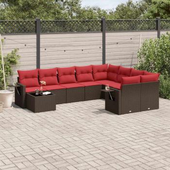 ARDEBO.de - 10-teiliges Gartensofa-Set mit Kissen, braun, Polyrattan