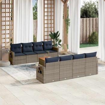 ARDEBO.de - 9-teiliges Gartensofa-Set mit Kissen, grau, Polyrattan