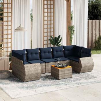 ARDEBO.de - 8-teiliges Gartensofa-Set mit Kissen, grau, Polyrattan