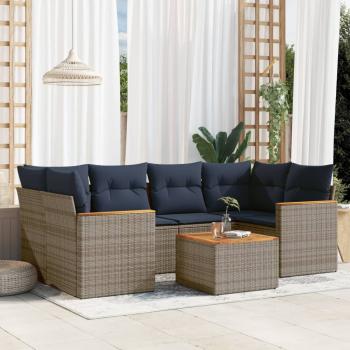 ARDEBO.de - 7-teiliges Gartensofa-Set mit Kissen, grau, Polyrattan