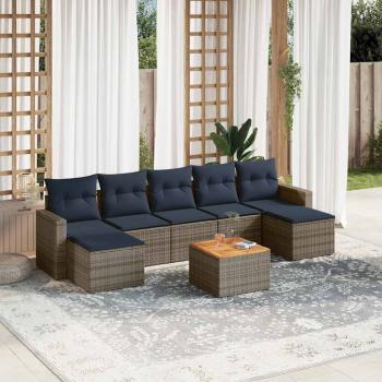 ARDEBO.de - 8-teiliges Gartensofa-Set mit Kissen, grau, Polyrattan