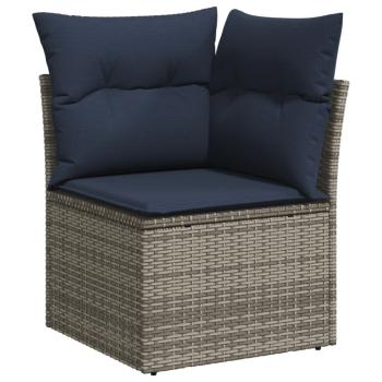 7-teiliges Gartensofa-Set mit Kissen, grau, Polyrattan